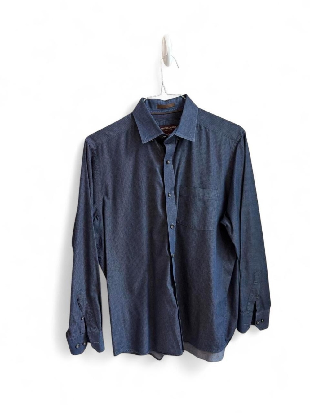 Johnston & Murphy Navy Blue Long-Sleeve Button-Up